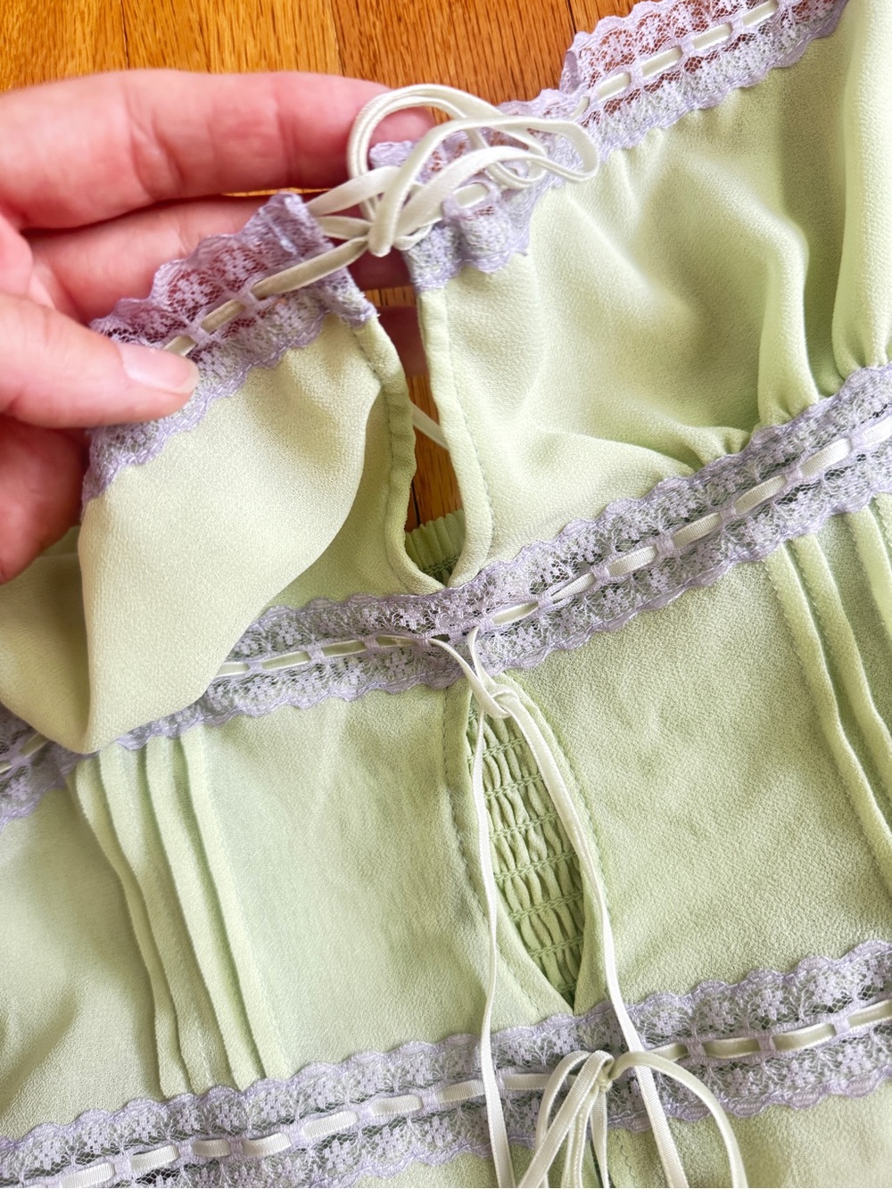 Kimchi Blue Mint Green and Lavender Lace Camisole - Picture 3 of 6